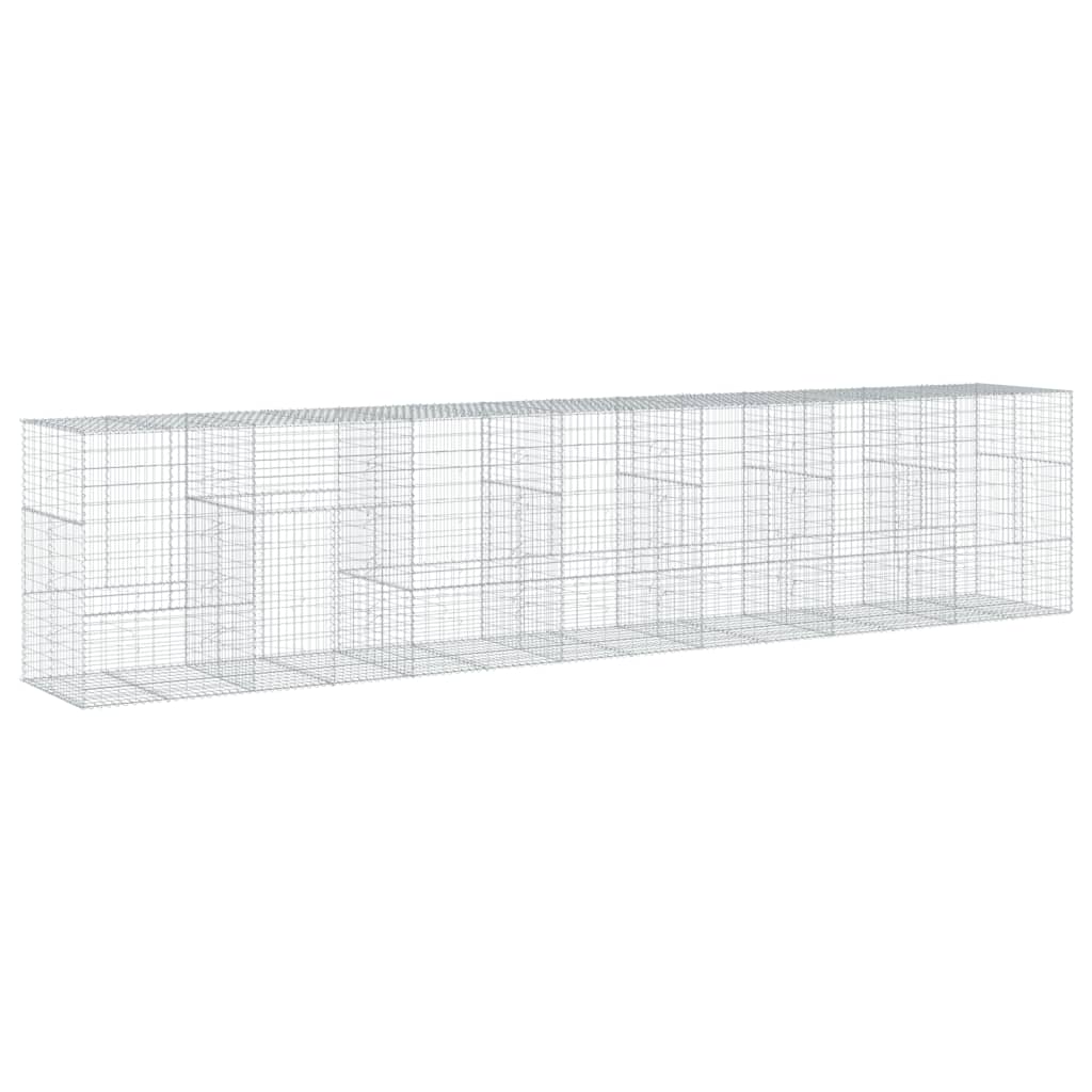 Coș gabion cu capac, 700x100x150 cm, fier galvanizat