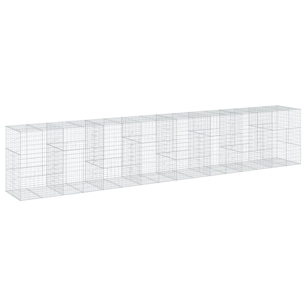 Coș gabion cu capac, 800x100x150 cm, fier galvanizat