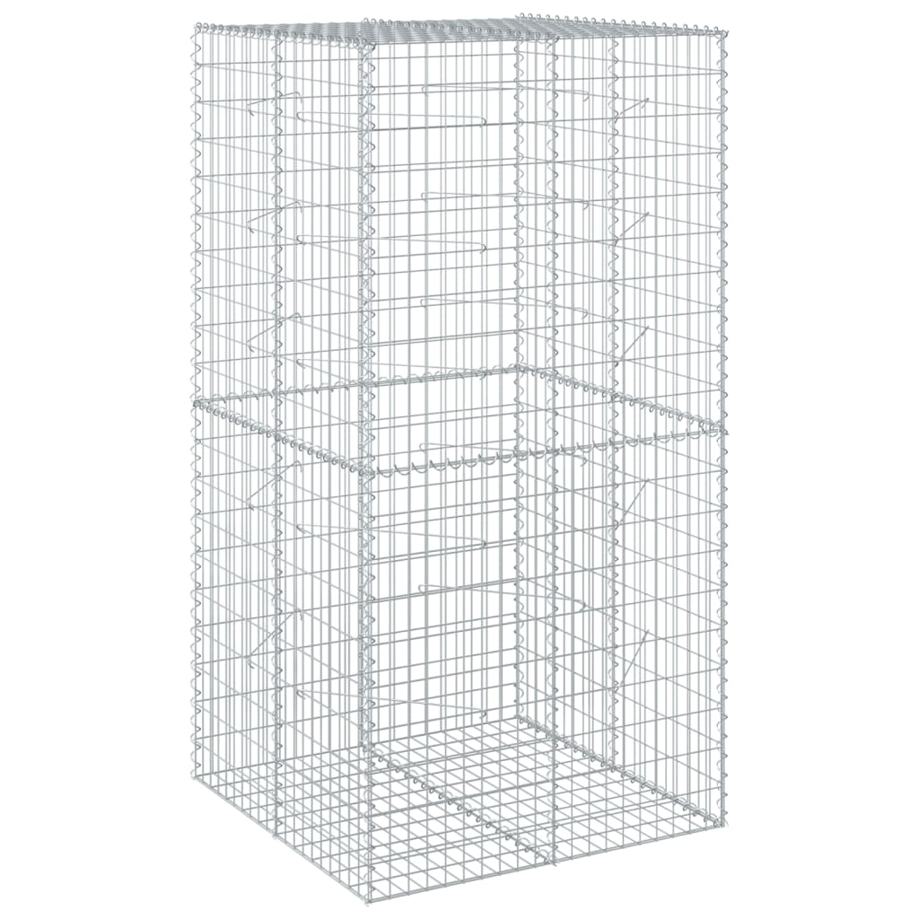 Coș gabion cu capac, 100x100x200 cm, fier galvanizat