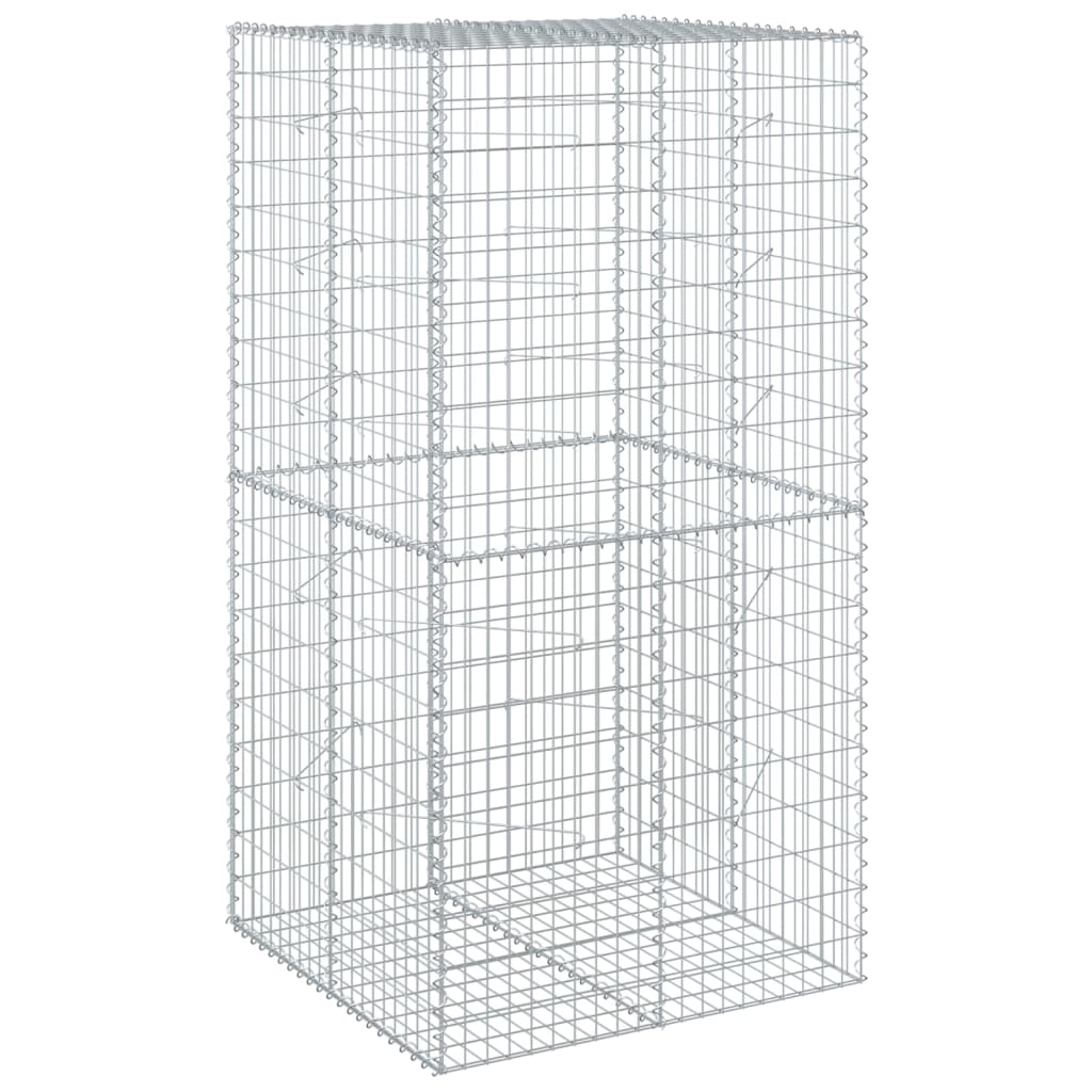 Coș gabion cu capac, 100x100x200 cm, fier galvanizat