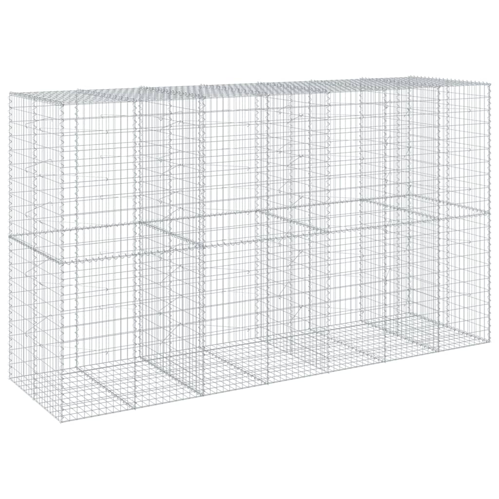Coș gabion cu capac, 350x100x200 cm, fier galvanizat