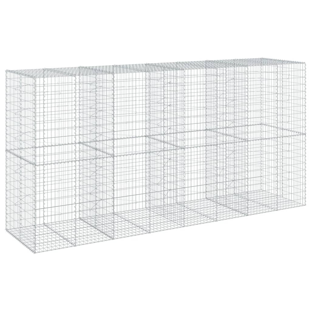 Coș gabion cu capac, 400x100x200 cm, fier galvanizat