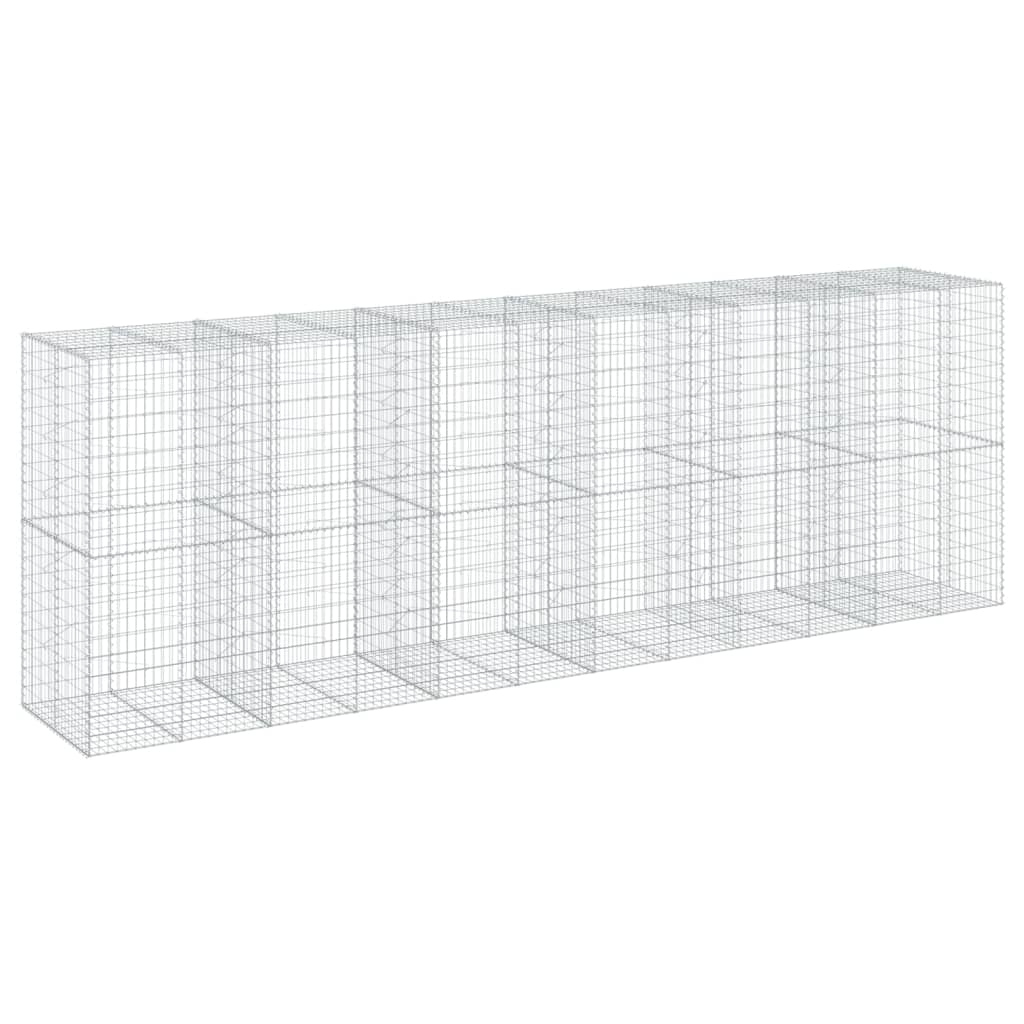 Coș gabion cu capac, 600x100x200 cm, fier galvanizat
