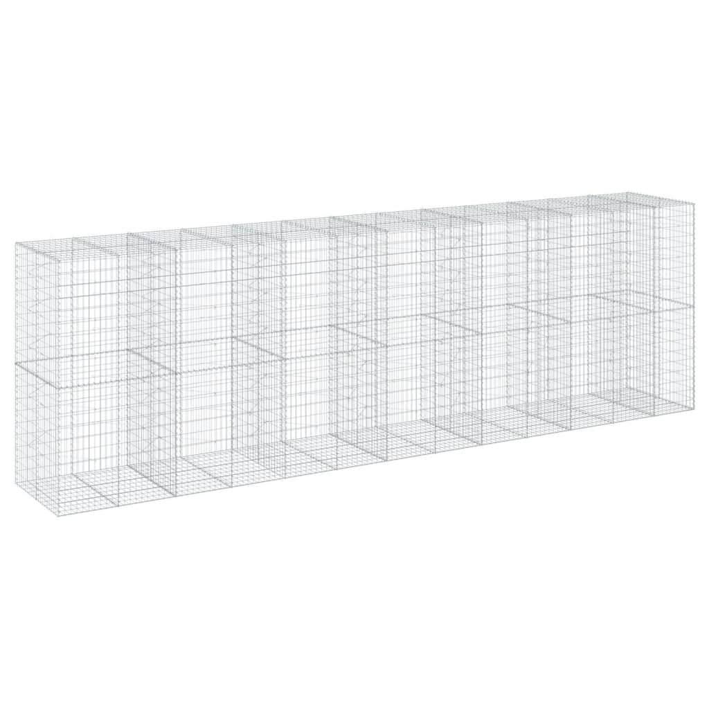 Coș gabion cu capac, 650x100x200 cm, fier galvanizat