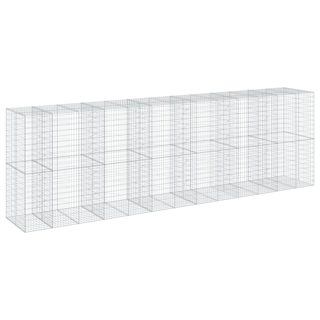 Coș gabion cu capac, 650x100x200 cm, fier galvanizat