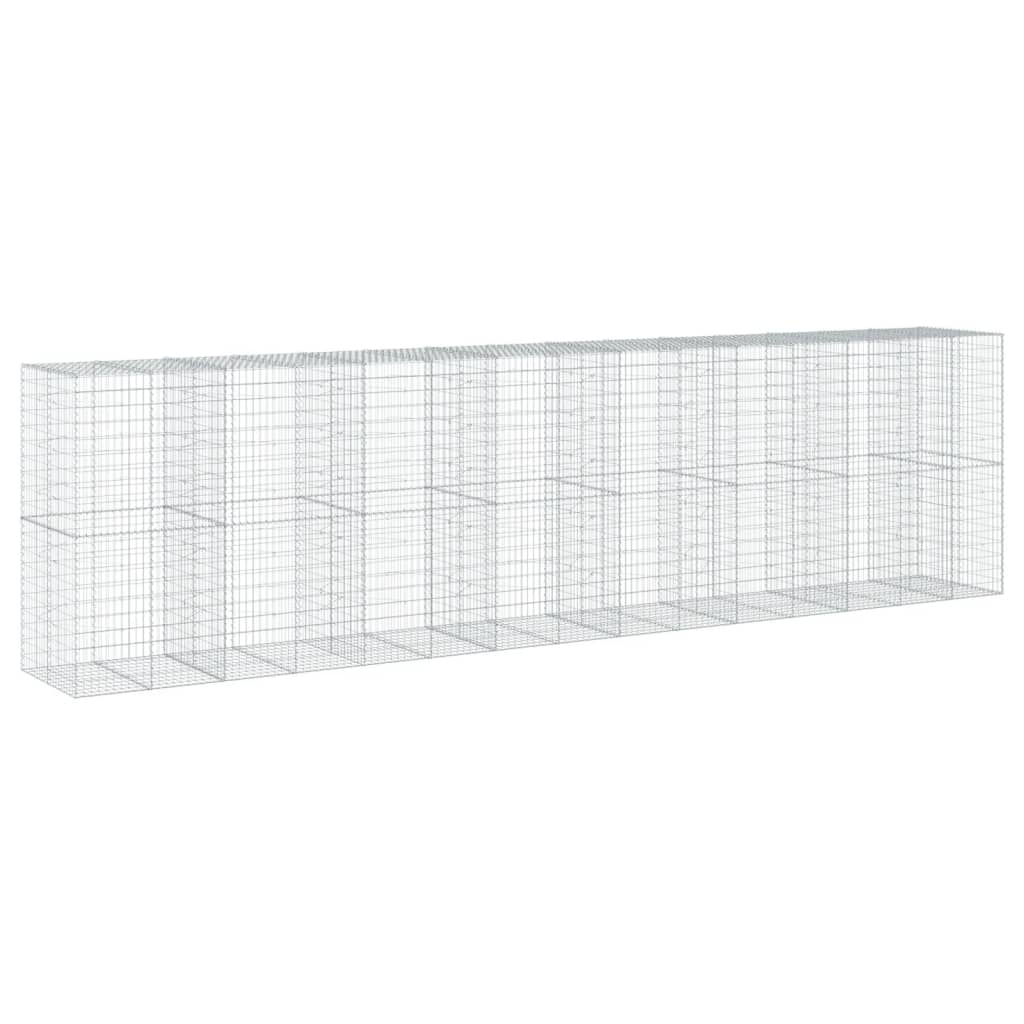 Coș gabion cu capac, 750x100x200 cm, fier galvanizat