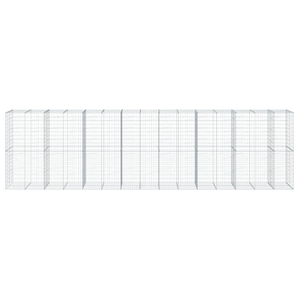 Coș gabion cu capac, 750x100x200 cm, fier galvanizat