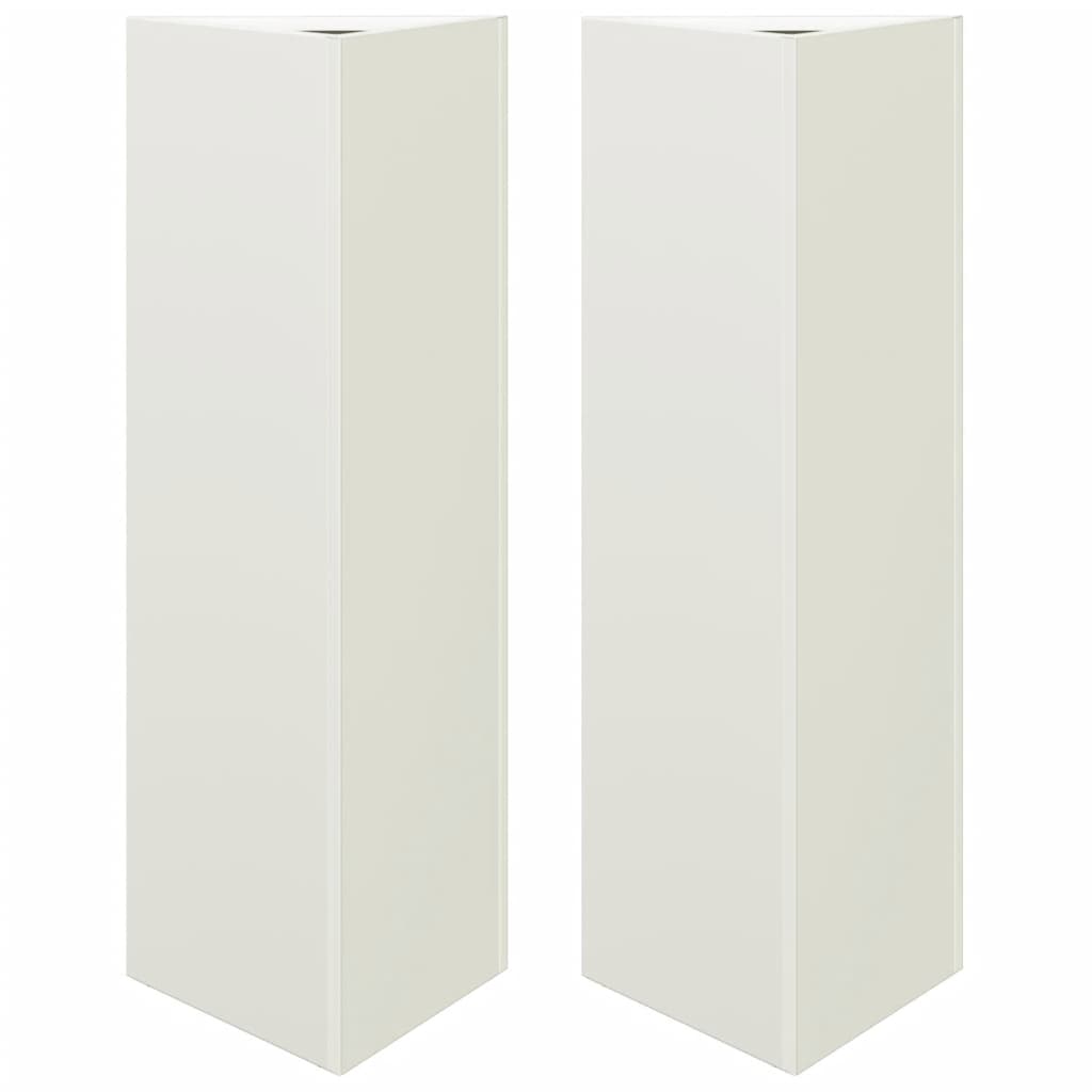 Jardiniere grădină, 2 buc., alb, 30x26x75 cm, oțel, triunghi