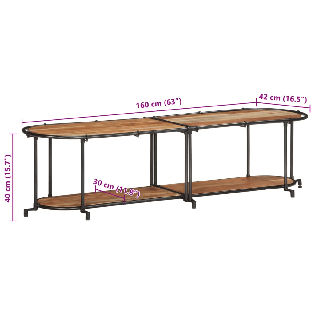 Dulap TV, 160x42x40 cm, lemn masiv de acacia