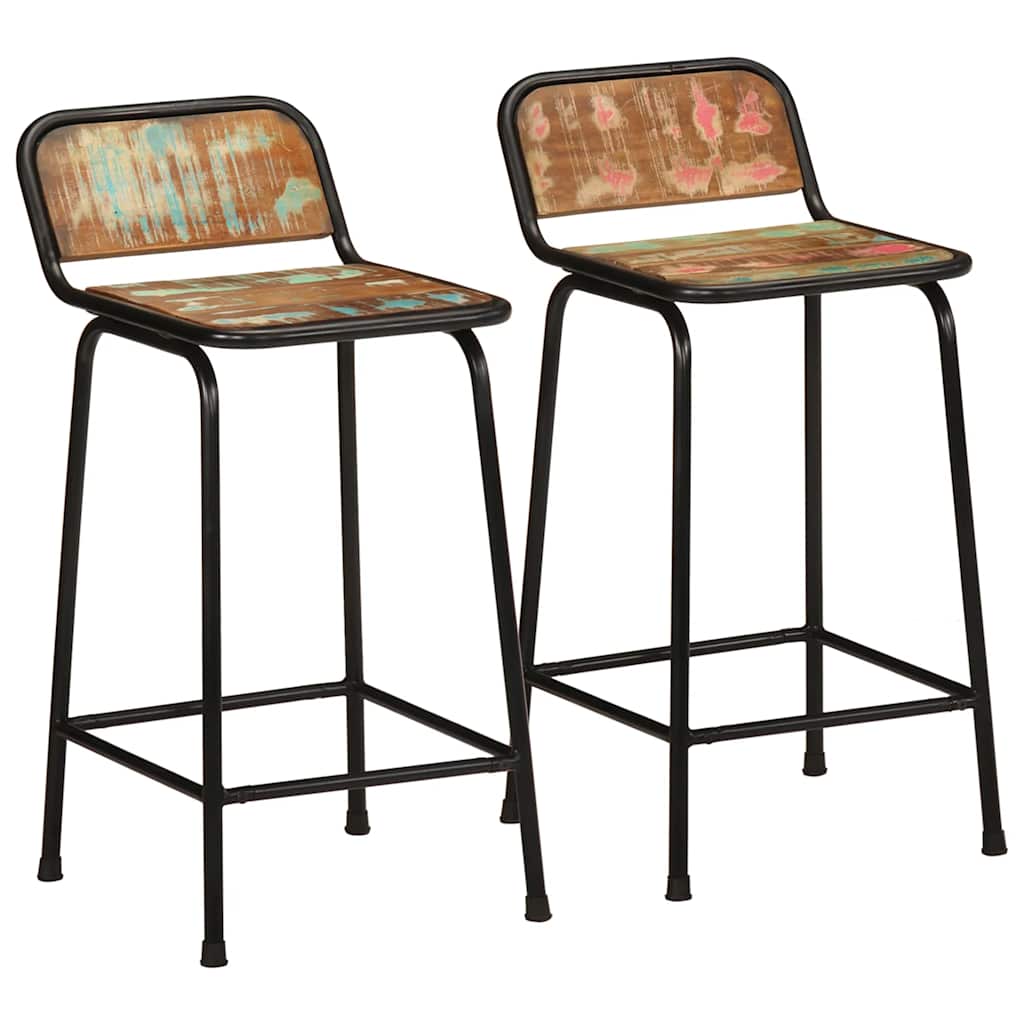 Scaune de bar 2 buc 46x35,5x80 cm lemn masiv recuperat