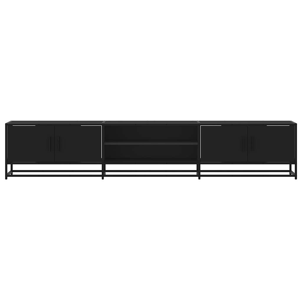 Dulap TV, negru, 210x35x41 cm, lemn prelucrat