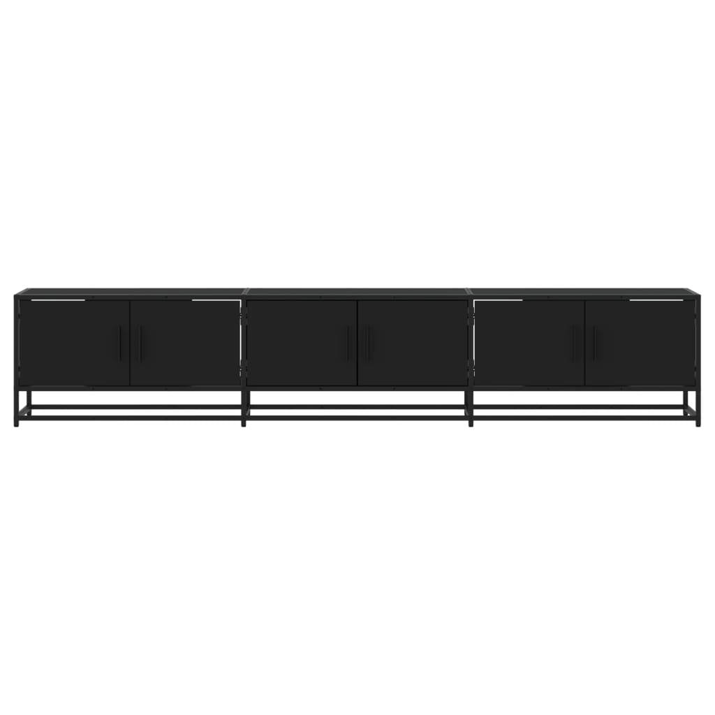 Dulap TV, negru, 210x35x41 cm, lemn prelucrat