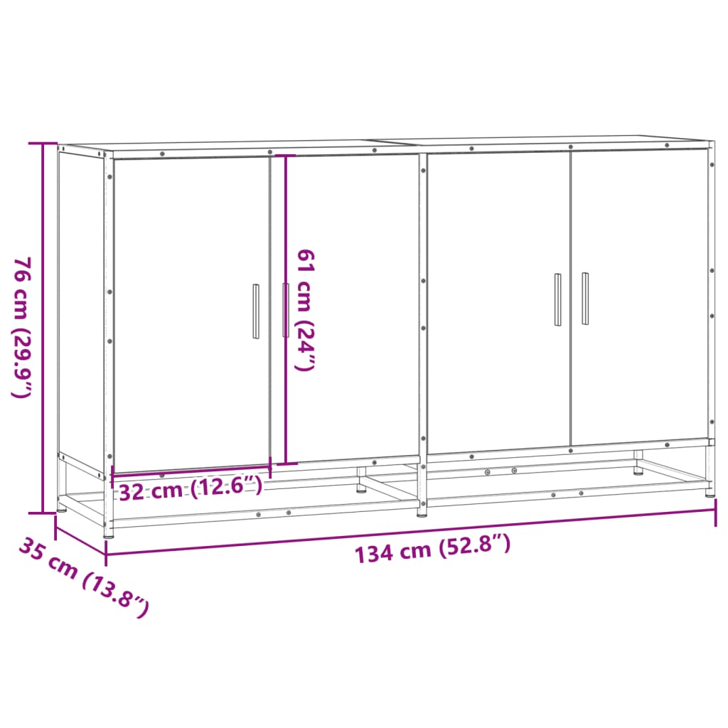 Dulap, stejar sonoma, 134x35x76 cm, lemn prelucrat