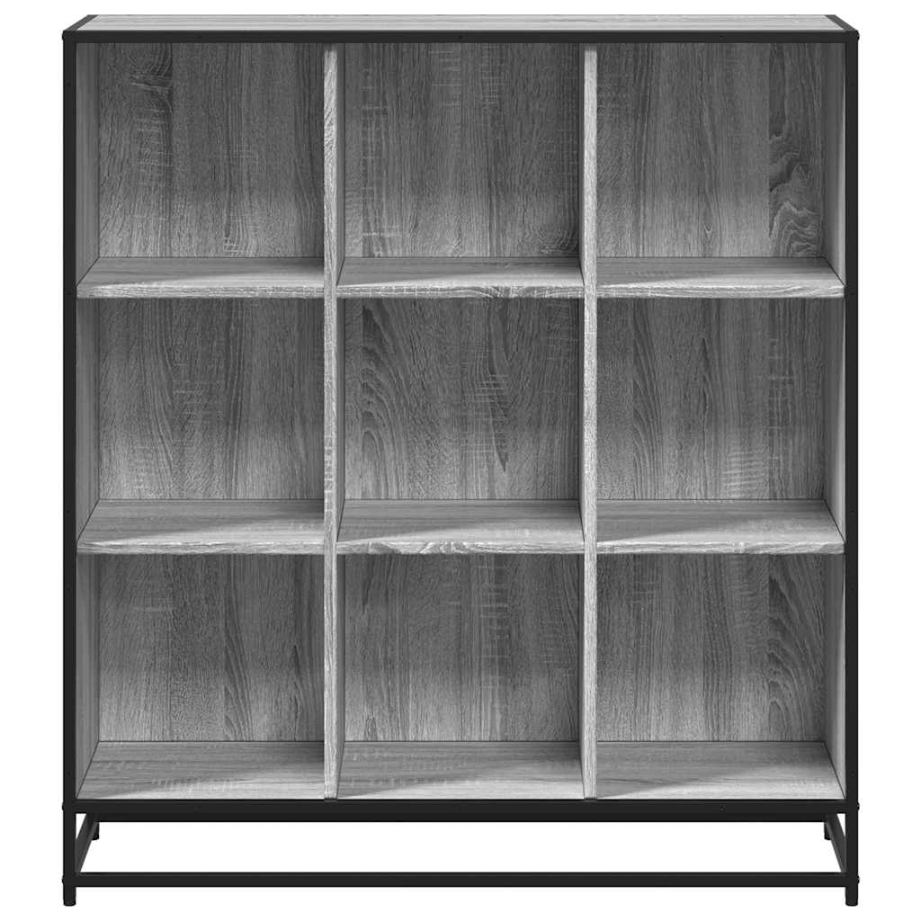 Bibliotecă, gri sonoma, 97,5x33x107,5 cm, lemn prelucrat/metal