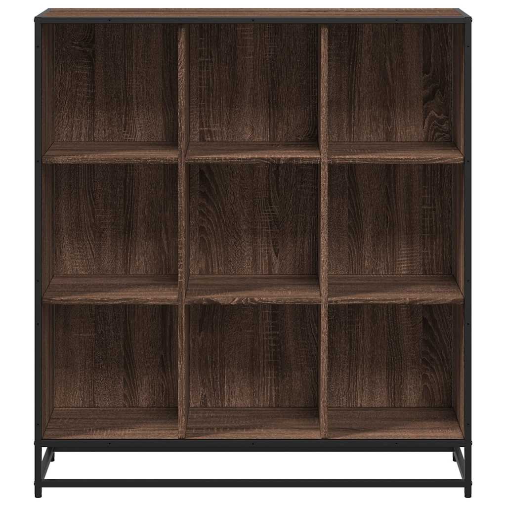Bibliotecă, stejar maro, 97,5x33x107,5 cm, lemn prelucrat/metal