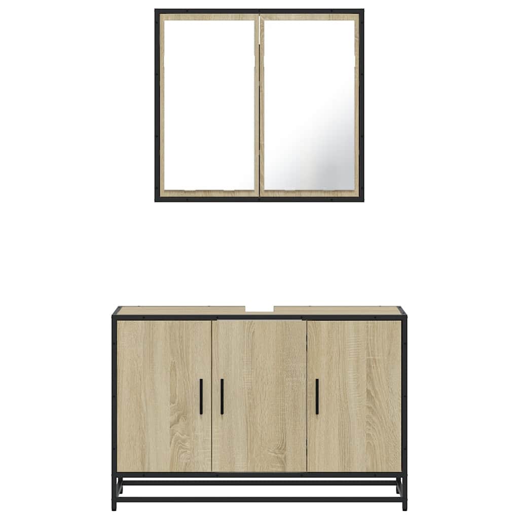 Set mobilier de baie, 2 piese, stejar sonoma, lemn prelucrat