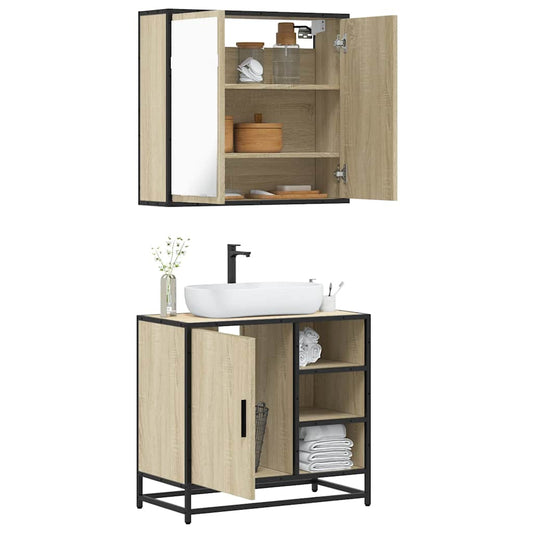 Set mobilier de baie, 2 piese, stejar sonoma, lemn prelucrat