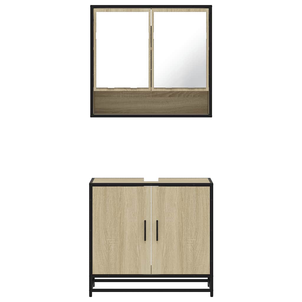 Set mobilier de baie, 2 piese, stejar sonoma, lemn prelucrat