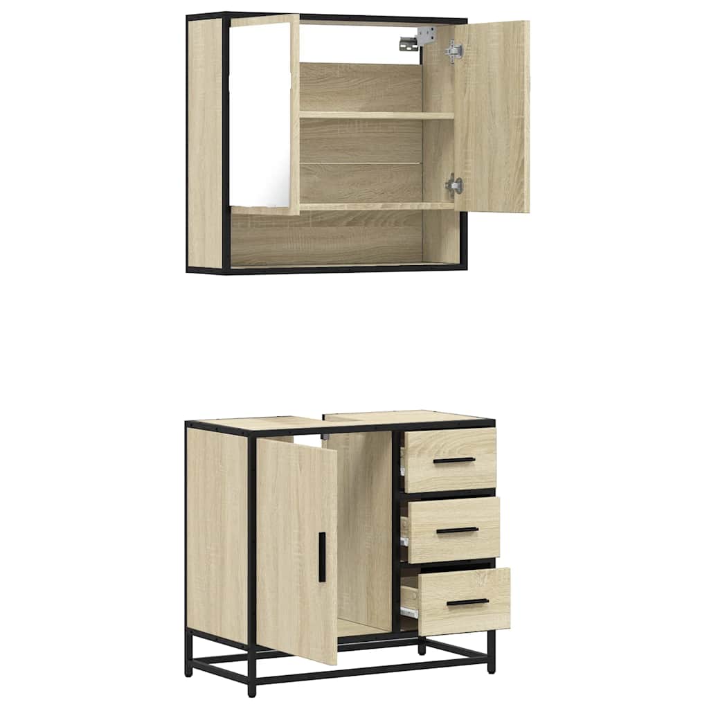 Set mobilier de baie, 2 piese, stejar sonoma, lemn prelucrat