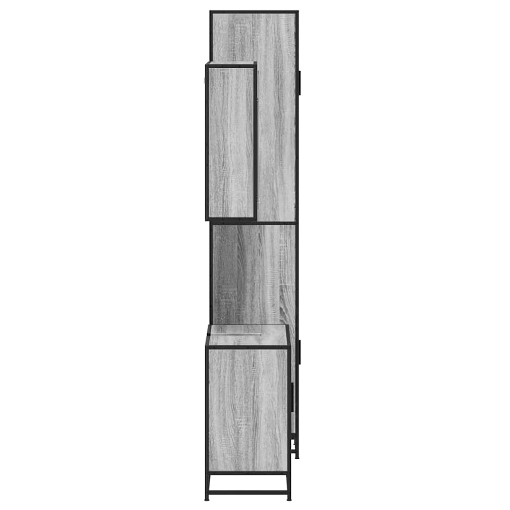 Set mobilier de baie, 3 piese, gri sonoma, lemn prelucrat