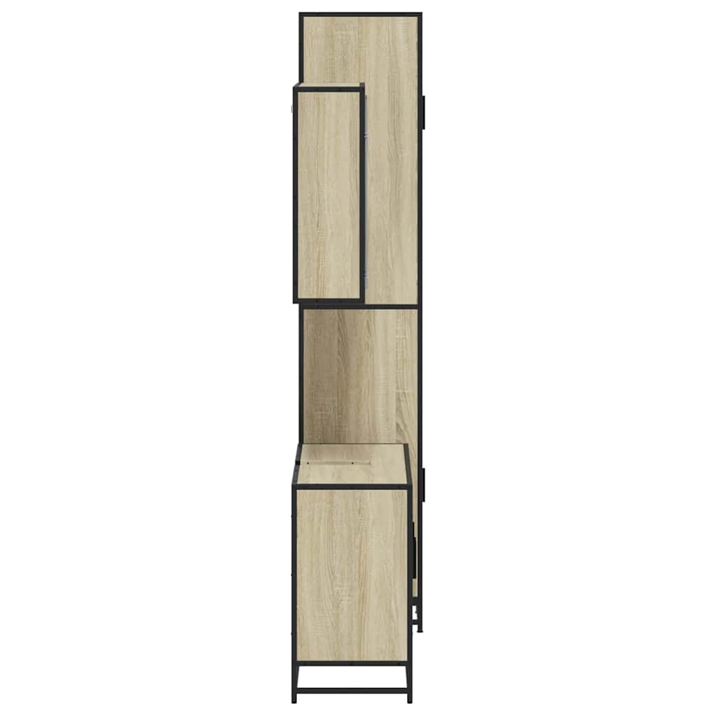Set mobilier de baie, 3 piese, stejar sonoma, lemn prelucrat