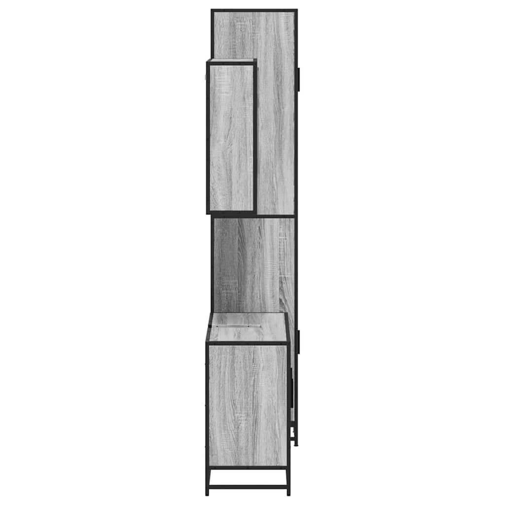 Set mobilier de baie, 3 piese, gri sonoma, lemn prelucrat