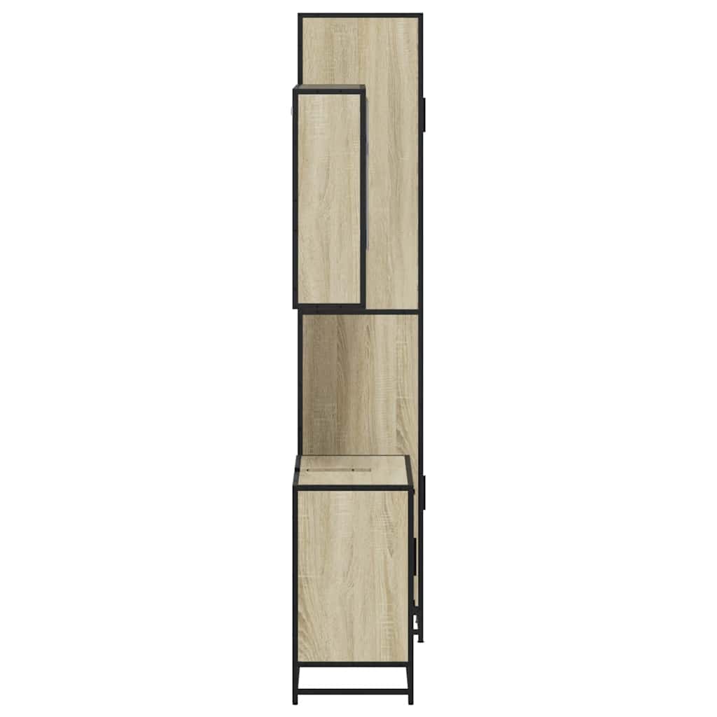 Set mobilier de baie, 3 piese, stejar sonoma, lemn prelucrat