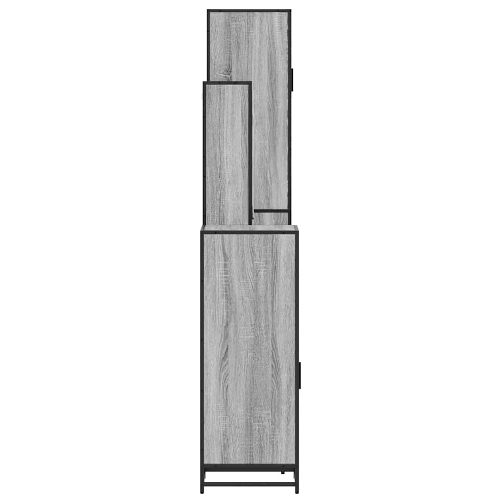 Set de mobilier de baie 4 piese Lemn stratificat gri Sonoma