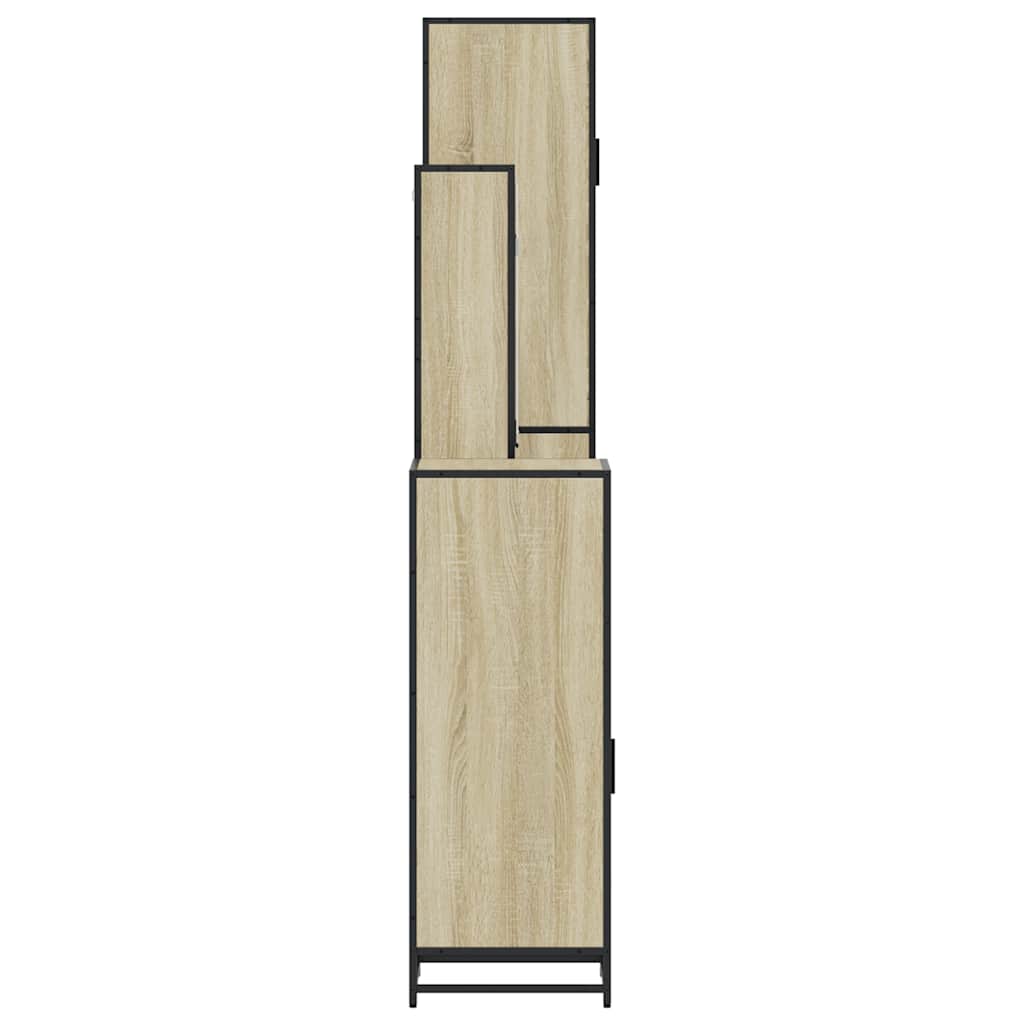 Set de mobilier de baie din 4 piese din lemn de stejar Sonoma
