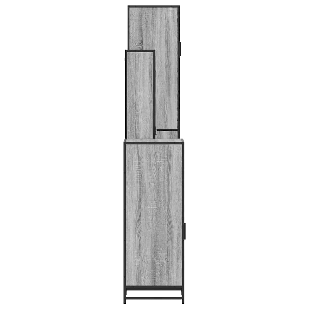 Set de mobilier de baie 4 piese Lemn stratificat gri Sonoma