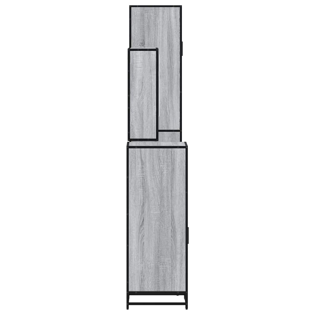 Set de mobilier de baie 4 piese Lemn stratificat gri Sonoma