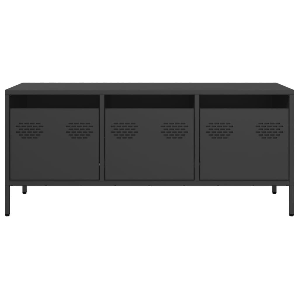 Dulap TV, negru, 101,5x39x43,5 cm, oțel laminat la rece