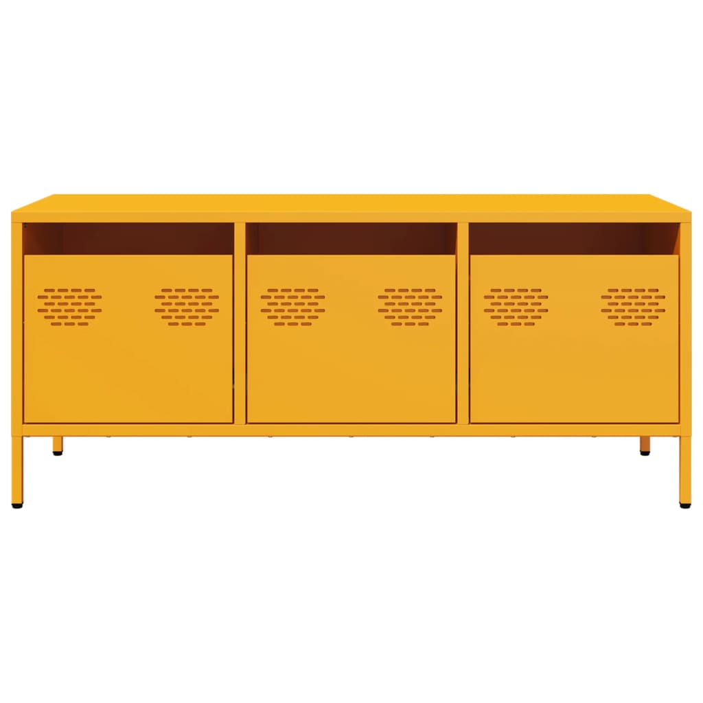 Dulap TV, galben muștar, 101,5x39x43,5 cm, oțel laminat la rece