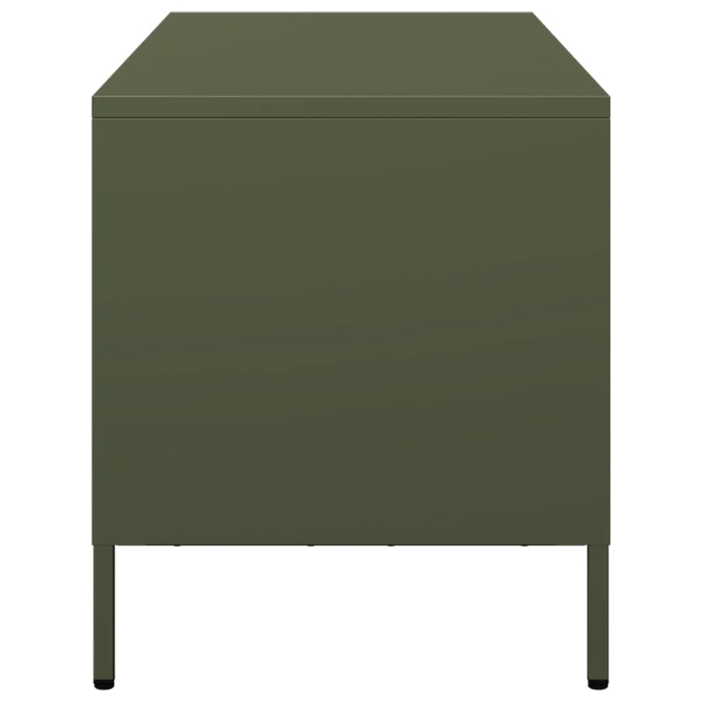 Dulap TV, verde măsliniu, 101,5x39x43,5cm, oțel laminat la rece