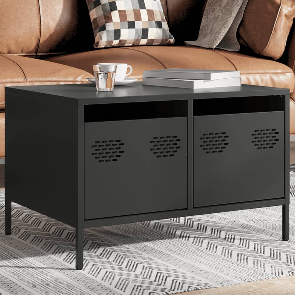 Dulap TV, negru, 68x50x43,5 cm, oțel laminat la rece