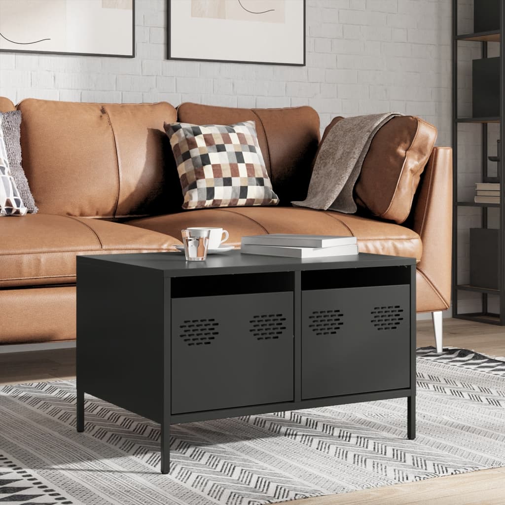 Dulap TV, negru, 68x50x43,5 cm, oțel laminat la rece
