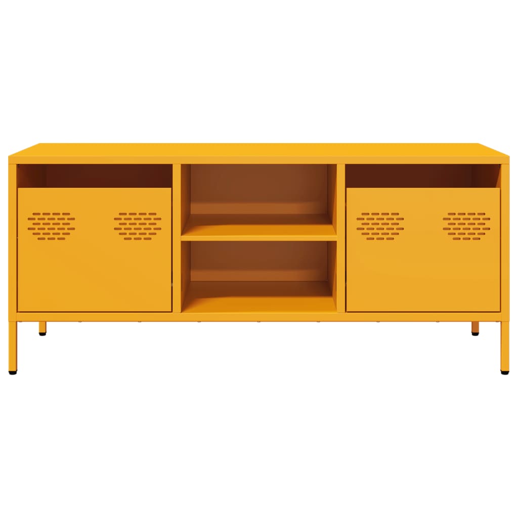 Dulap TV, galben muștar, 101,5x39x43,5 cm, oțel laminat la rece