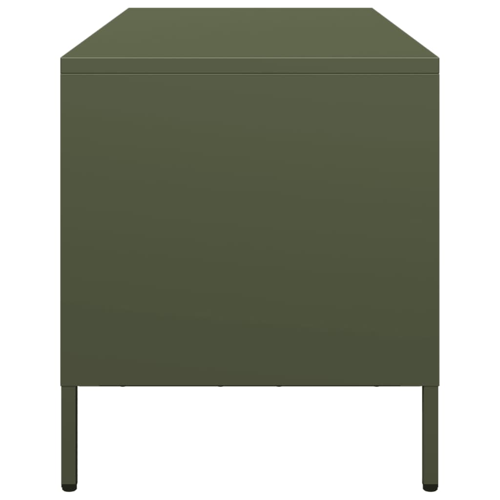 Dulap TV, verde măsliniu, 101,5x39x43,5cm, oțel laminat la rece