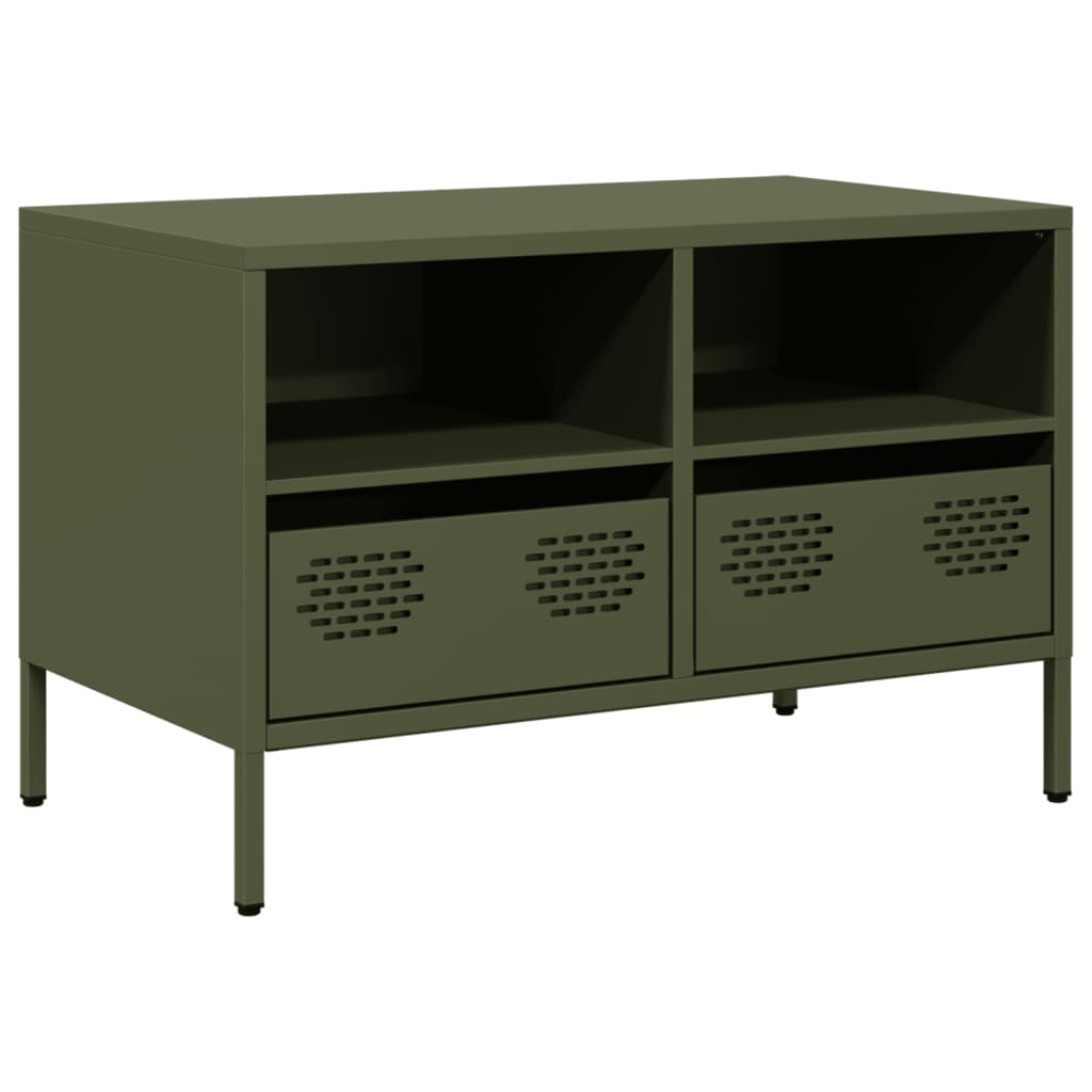 Dulap TV, verde măsliniu, 68x39x43,5 cm, oțel laminat la rece