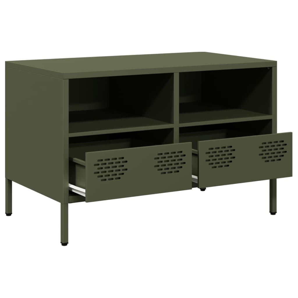 Dulap TV, verde măsliniu, 68x39x43,5 cm, oțel laminat la rece