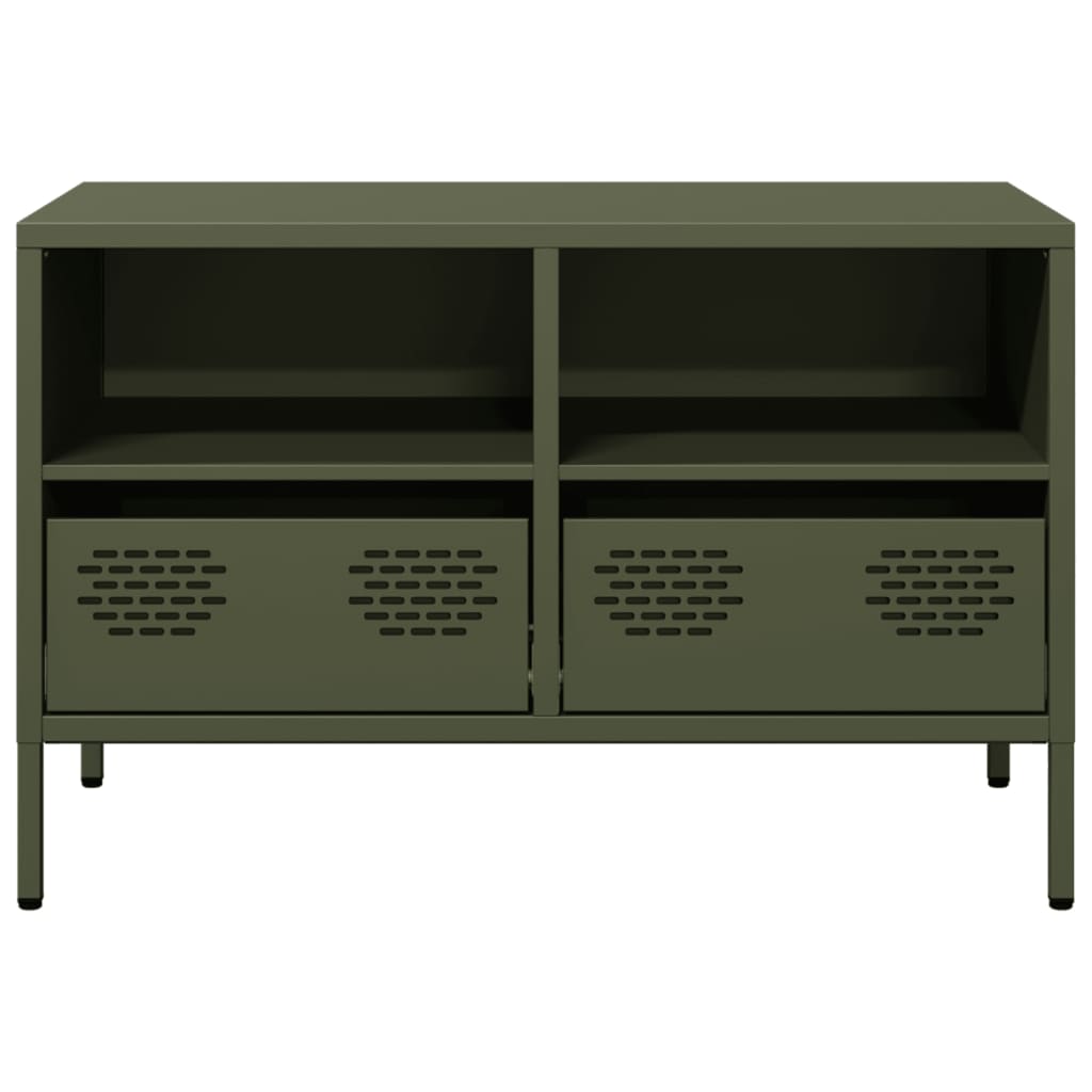 Dulap TV, verde măsliniu, 68x39x43,5 cm, oțel laminat la rece