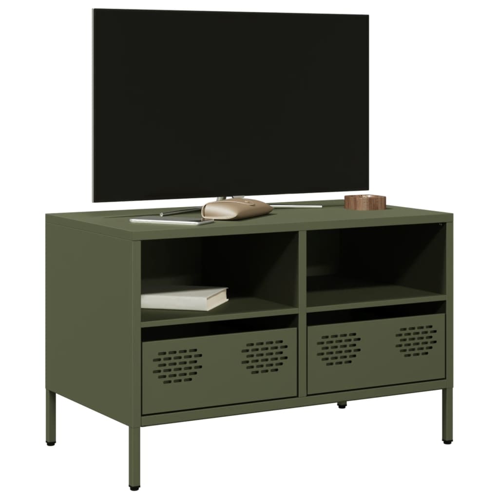 Dulap TV, verde măsliniu, 68x39x43,5 cm, oțel laminat la rece