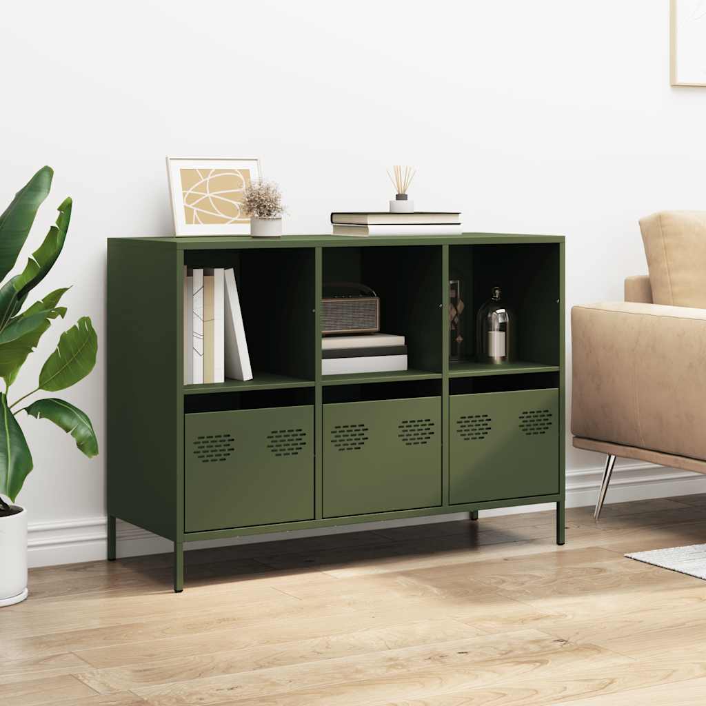 Dulap, verde măsliniu, 101,5x39x73,5 cm, oțel laminat la rece