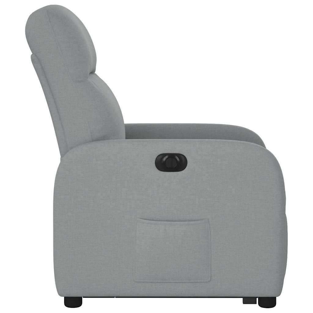 Fotoliu electric rabatabil cu ridicare, gri deschis, textil
