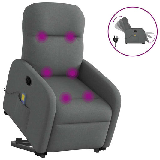 Fotoliu electric masaj rabatabil cu ridicare, gri închis textil
