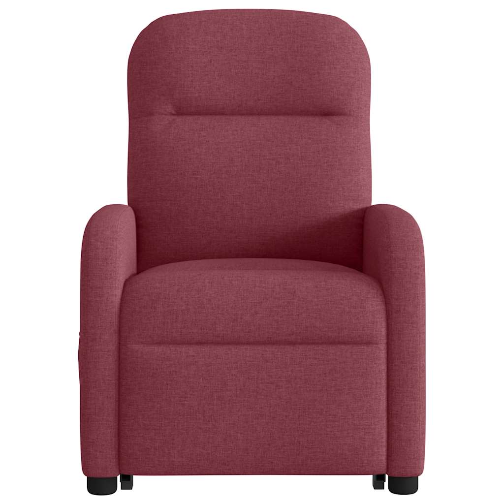 Fotoliu de masaj electric rabatabil cu ridicare roșu vin textil