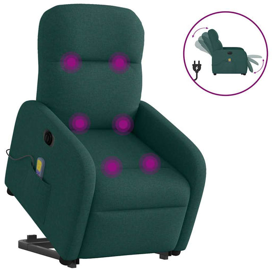 Fotoliu electric masaj rabatabil / ridicare verde închis textil