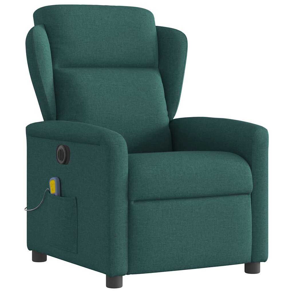 Fotoliu electric de masaj rabatabil, verde închis, textil