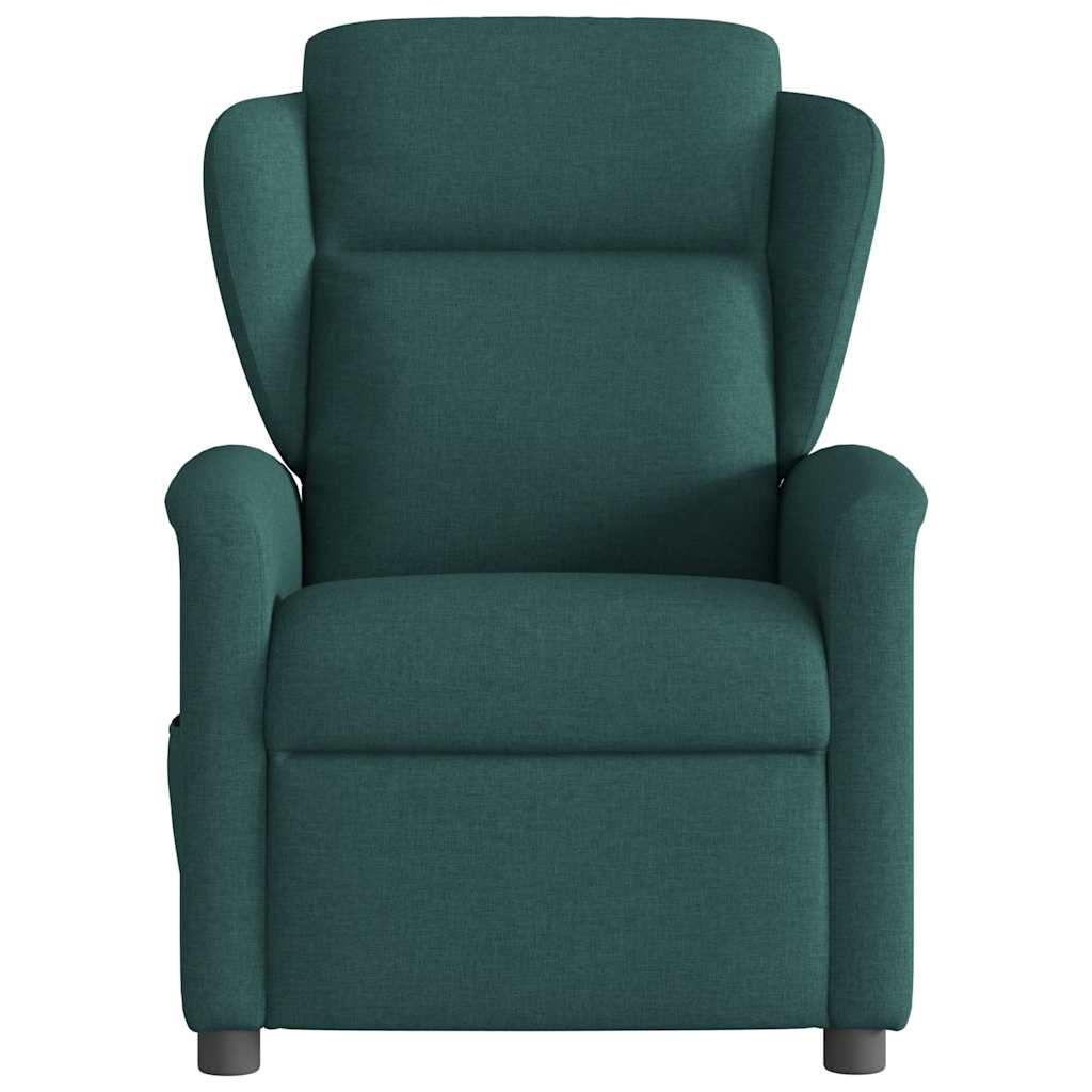 Fotoliu electric de masaj rabatabil, verde închis, textil