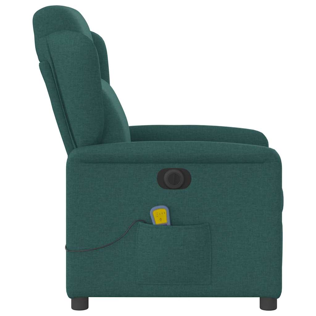 Fotoliu electric de masaj rabatabil, verde închis, textil